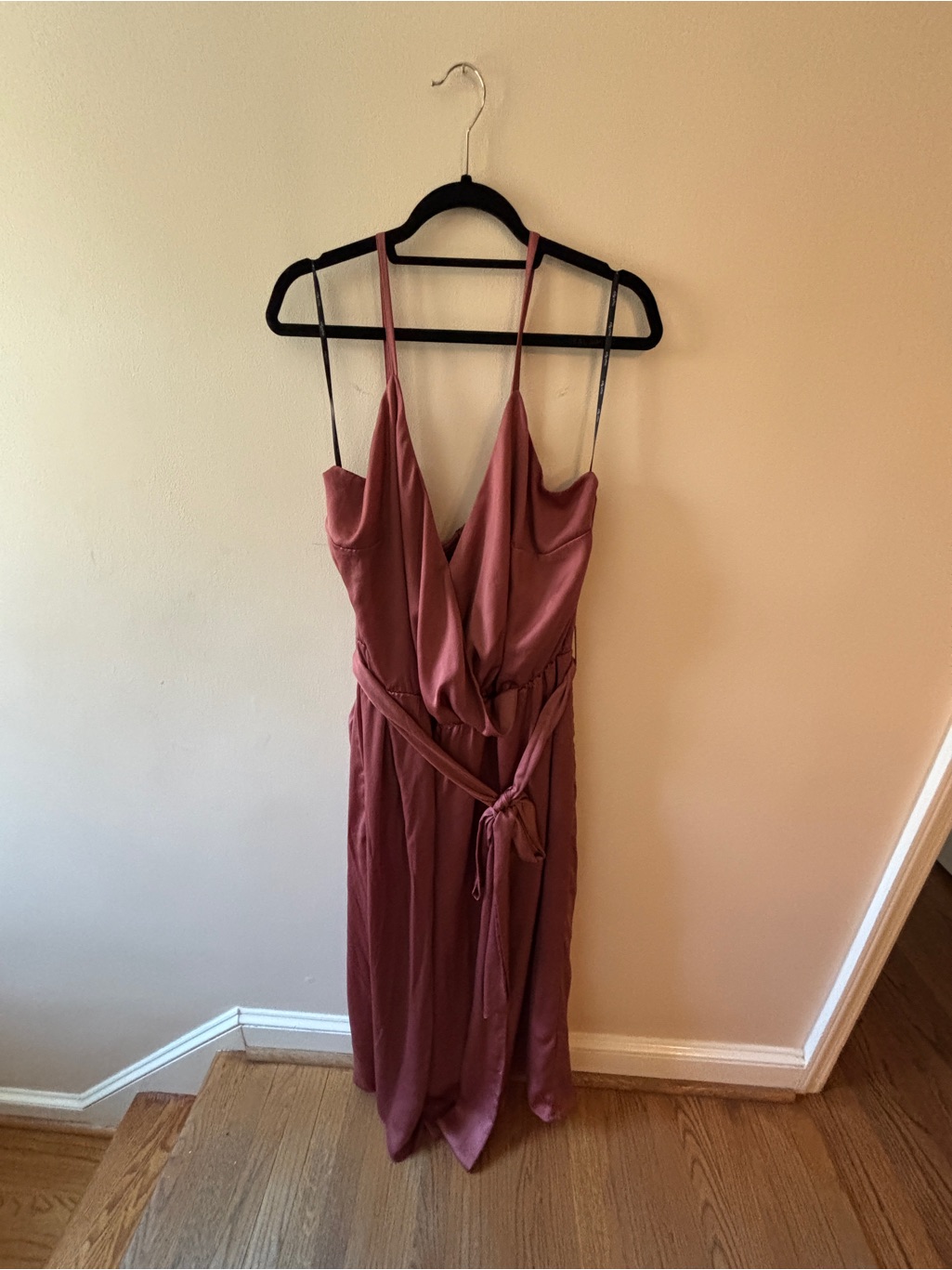 Plus Size City Chic Mauve Slip Jumpsuit With Tie Waist